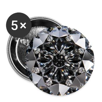 Mandala géométrique diamant - Lot de 5 grands badges (56 mm) - blanc - Devant