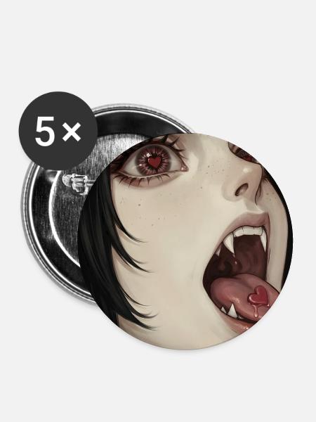 Vampirischer Herzblick - Buttons groß 56 mm (5er Pack) - Weiß