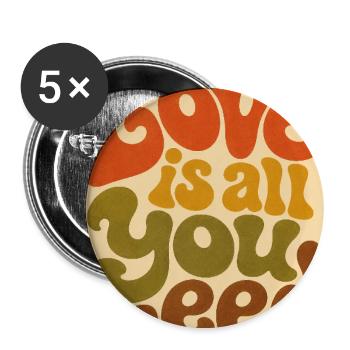 Psychedelic Love Typography - Buttons large 2.2''/56 mm (5-pack) - white - Front