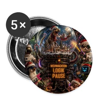 Weihnachtslogik Pause Verrücktes Chaos Humor Pur - Buttons groß 56 mm (5er Pack) - Weiß - Vorne