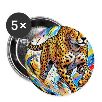 Gepard - Buttons groß 56 mm (5er Pack) - Weiß - Vorne