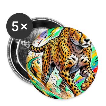 Gepard - Buttons groß 56 mm (5er Pack) - Weiß - Vorne