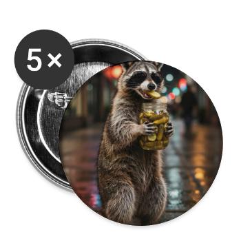 Waschbär in einem Glas Gurken - Buttons groß 56 mm (5er Pack) - Weiß - Vorne