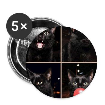 Katzen schwarze Katze - Buttons groß 56 mm (5er Pack) - Weiß - Vorne