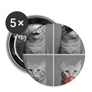 Katzen orange Tabby Katze - Buttons groß 56 mm (5er Pack) - Weiß - Vorne