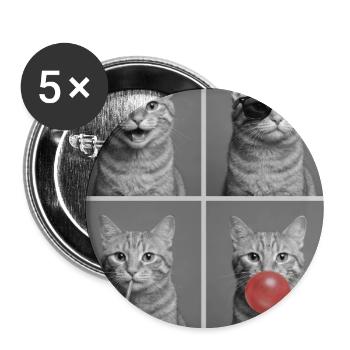 Katzen orange Tabby Katze - Buttons groß 56 mm (5er Pack) - Weiß - Vorne