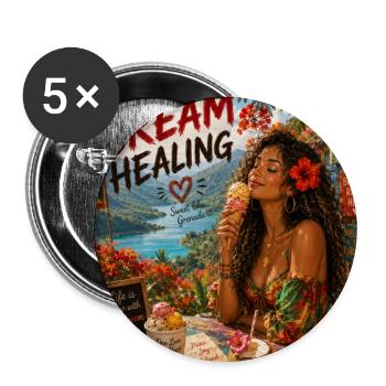 Healing Island Vibes - Buttons groß 56 mm (5er Pack) - Weiß - Vorne