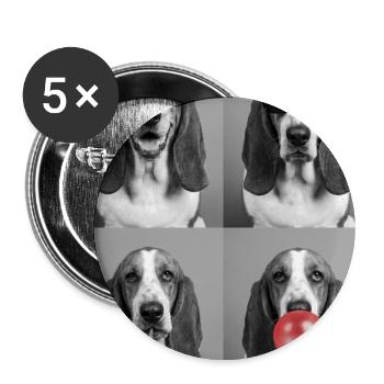Hunde Basset Hound Hund - Buttons groß 56 mm (5er Pack) - Weiß - Vorne