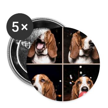Hunde Basset Hound Hund - Buttons groß 56 mm (5er Pack) - Weiß - Vorne