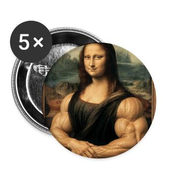 Die muskulöse Mona Lisa - Buttons groß 56 mm (5er Pack) - Weiß - Vorne
