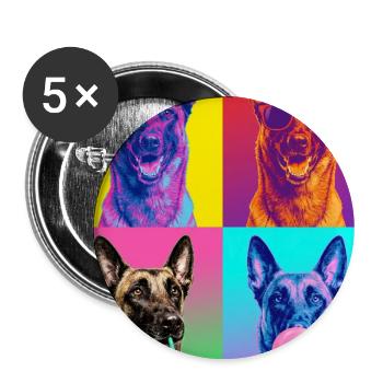 Hunde Belgian Malinois Hund - Buttons groß 56 mm (5er Pack) - Weiß - Vorne