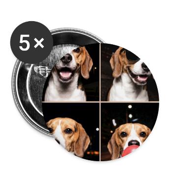 Hunde Beagle Hund - Buttons groß 56 mm (5er Pack) - Weiß - Vorne