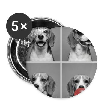 Hunde Beagle Hund - Buttons groß 56 mm (5er Pack) - Weiß - Vorne
