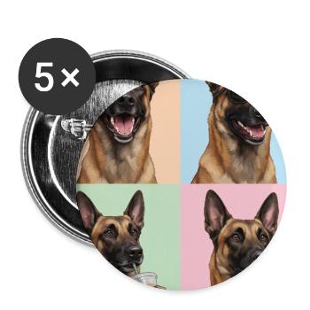 Hunde Belgian Malinois Hund - Buttons groß 56 mm (5er Pack) - Weiß - Vorne