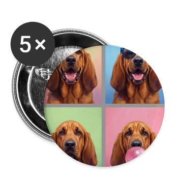 Hunde Bluthund Hund - Buttons groß 56 mm (5er Pack) - Weiß - Vorne