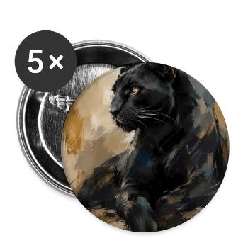 Sitzende Panther - Buttons groß 56 mm (5er Pack) - Weiß - Vorne