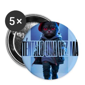 Stadtkatze mit Kapuze - Buttons groß 56 mm (5er Pack) - Weiß - Vorne