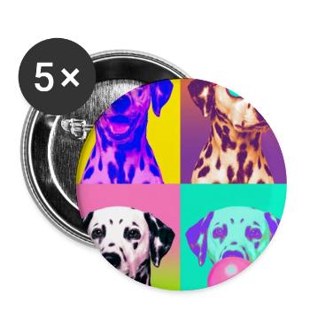 Hunde Dalmatiner Hund - Buttons groß 56 mm (5er Pack) - Weiß - Vorne