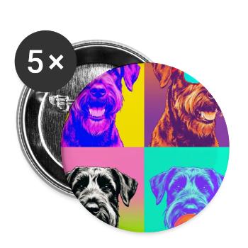 Hunde Riesenschnauzer Hund - Buttons groß 56 mm (5er Pack) - Weiß - Vorne
