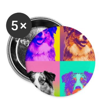 Hunde Miniature American Shepherd Hund - Buttons groß 56 mm (5er Pack) - Weiß - Vorne