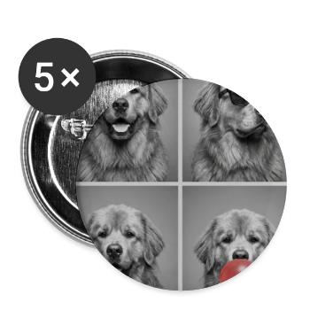 Hunde Neufundländer Hund - Buttons groß 56 mm (5er Pack) - Weiß - Vorne