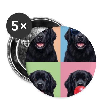 Hunde Neufundländer Hund - Buttons groß 56 mm (5er Pack) - Weiß - Vorne