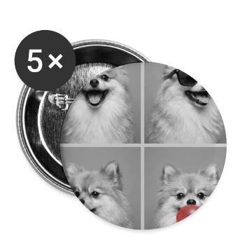 Hunde Zwergspitz Hund - Buttons groß 56 mm (5er Pack) - Weiß - Vorne