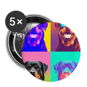 Hunde Rottweiler Hund - Buttons groß 56 mm (5er Pack) - Weiß - Vorne