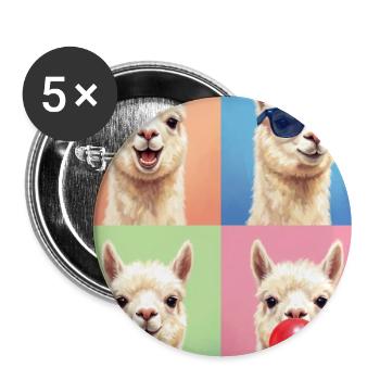 Alpakas Alpaka - Buttons groß 56 mm (5er Pack) - Weiß - Vorne