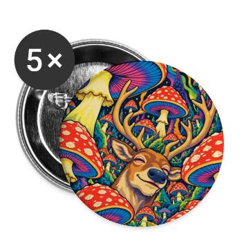 Psychedelische Rentiere und Amanita - Buttons groß 56 mm (5er Pack) - Weiß - Vorne