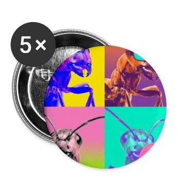 Ameisen Ameise - Buttons groß 56 mm (5er Pack) - Weiß - Vorne