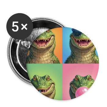 Alligatoren Alligator - Buttons groß 56 mm (5er Pack) - Weiß - Vorne