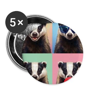 Dachse Dachs - Buttons groß 56 mm (5er Pack) - Weiß - Vorne