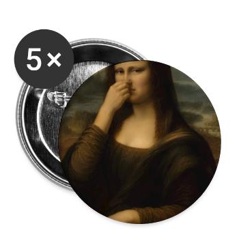 Die Mona Lisa bedeckt ihre Nase - Buttons groß 56 mm (5er Pack) - Weiß - Vorne