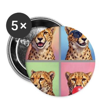 Geparde Gepard - Buttons groß 56 mm (5er Pack) - Weiß - Vorne