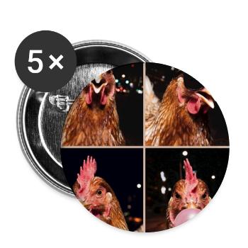 Hühner Huhn - Buttons groß 56 mm (5er Pack) - Weiß - Vorne