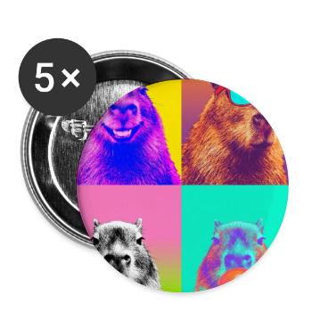 Wasserschwein Capybara - Buttons groß 56 mm (5er Pack) - Weiß - Vorne
