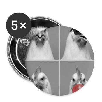 Hühner Huhn - Buttons groß 56 mm (5er Pack) - Weiß - Vorne