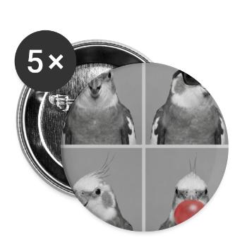 Nymphensittiche Nymphensittich - Buttons groß 56 mm (5er Pack) - Weiß - Vorne