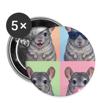 Chinchillas Chinchilla - Buttons groß 56 mm (5er Pack) - Weiß - Vorne