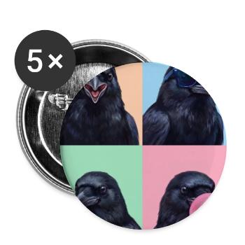 Krähen Krähe - Buttons groß 56 mm (5er Pack) - Weiß - Vorne
