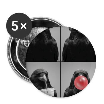 Krähen Krähe - Buttons groß 56 mm (5er Pack) - Weiß - Vorne