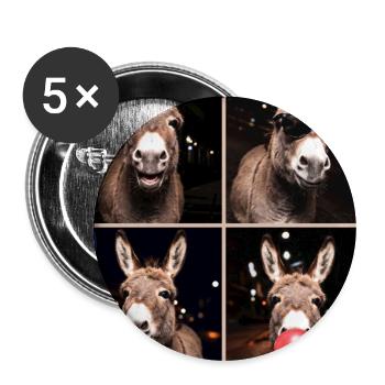 Donkey Esel - Buttons groß 56 mm (5er Pack) - Weiß - Vorne