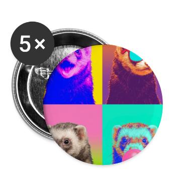 Ferret Frettchen - Buttons groß 56 mm (5er Pack) - Weiß - Vorne