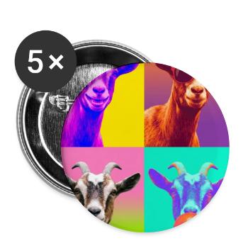 Ziegen Ziege - Buttons groß 56 mm (5er Pack) - Weiß - Vorne
