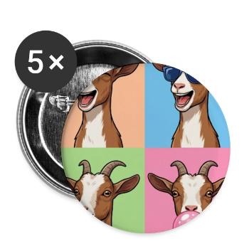 Ziegen Ziege - Buttons groß 56 mm (5er Pack) - Weiß - Vorne
