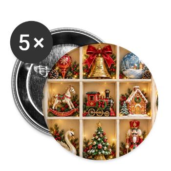 Weihnachts-Kuriositätenschrank - Buttons groß 56 mm (5er Pack) - Weiß - Vorne
