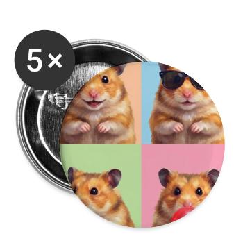 Hamsters Hamster - Buttons groß 56 mm (5er Pack) - Weiß - Vorne