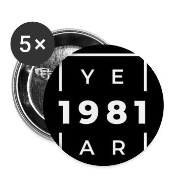 Design typographique années 80 en noir et blanc - Lot de 5 grands badges (56 mm) - blanc - Devant