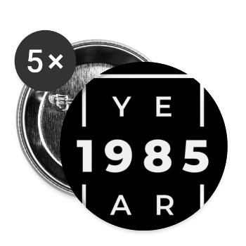 Design Année 1985 avec Cadre Minimaliste - Lot de 5 grands badges (56 mm) - blanc - Devant